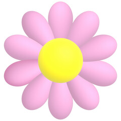 Pink flower and yellow pollen, 3D illustration