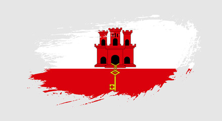 Free hand drawn grunge flag of Gibraltar on isolated white background