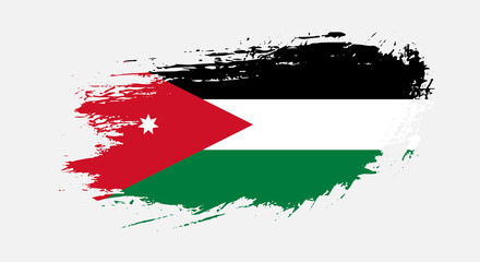 Free hand drawn grunge flag of Jordan on isolated white background