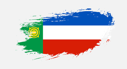 Free hand drawn grunge flag of Khakassia on isolated white background