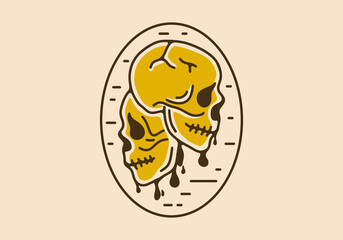 Obraz premium Two skull vintage retro line art