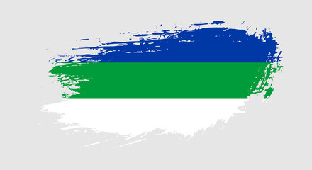 Free hand drawn grunge flag of Komi Republic on isolated white background