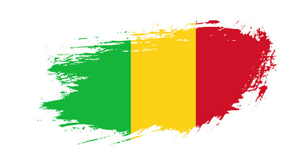 Obraz premium Free hand drawn grunge flag of Mali on isolated white background