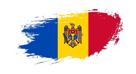 Free hand drawn grunge flag of Moldova on isolated white background