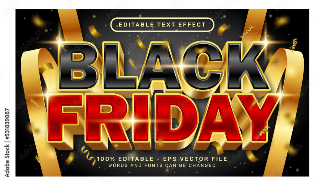 Poster black friday 3d text effect and editable text effect