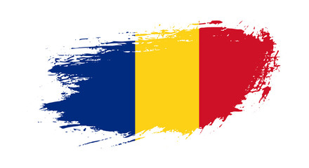 Free hand drawn grunge flag of Romania on isolated white background