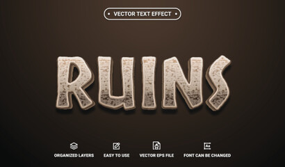 Ruins Editable Vector Text Effect.