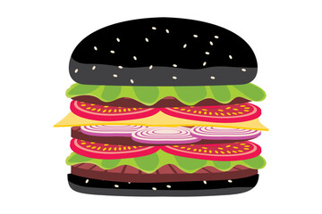 Hamburger isolated. Fast food. Hamburger with meat and cheese vector illustration