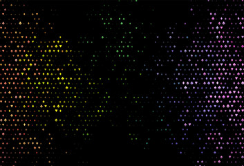 Dark multicolor, rainbow vector template with poker symbols.