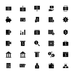 Money banking vector icons set