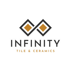 infinity tile ceramic logo design. simple and unique combination of infinity symbol and tile logo design