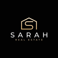 letter S house logo design for real estate, property and construction