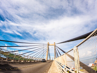 Japan-Palau Friendship Bridge reflecting eary morning sunlight in Palau