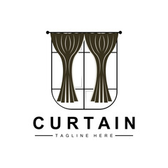 Home And Exhibition Curtain Logo Design, Building Decoration Vector Illustration