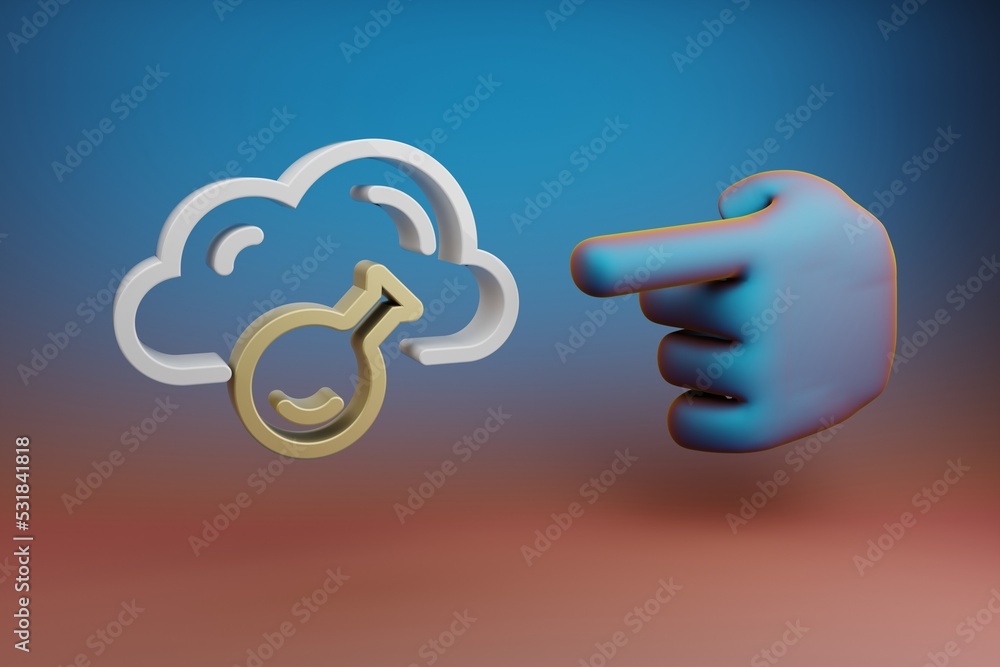 Leinwandbilder beautiful illustrations abstract hand index finger points to cloud server technology symbol icon on 