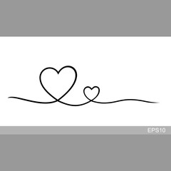 continuous line drawing of heart trendy minimalist illustration.heart line drawing. love symbol one line abstract minimalist contour drawing.