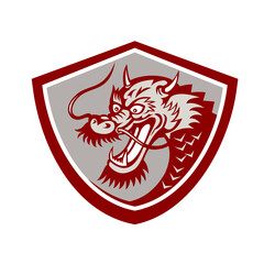 Chinese Red Dragon Head Shield