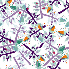 Venus flytrap flower seamless pattern. Contemporary botanical floral ornament. Strange plants endless wallpaper.