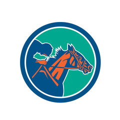 Horse Jockey Racing Circle Retro