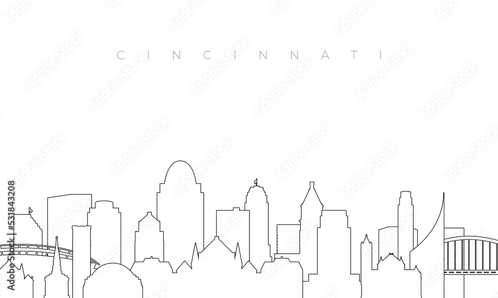 Wall mural outline cincinnati skyline. trendy template with cincinnati buildings and landmarks in line style. s