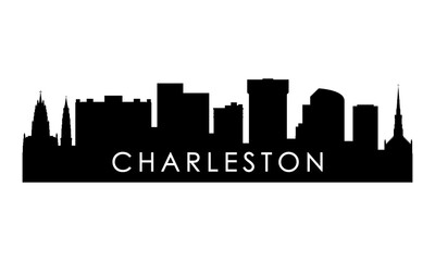 Naklejka premium Charleston skyline silhouette. Black Charleston city design isolated on white background.