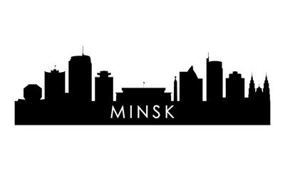 Naklejka premium Minsk skyline silhouette. Black Minsk city design isolated on white background.