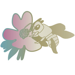 Bee pollinating flowers
