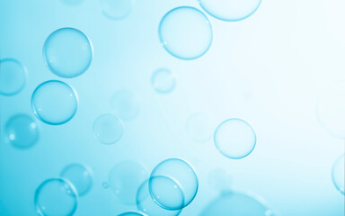 Abstract Beautiful Transparent Blue Soap Bubbles Background. Soap Sud Bubbles Water.