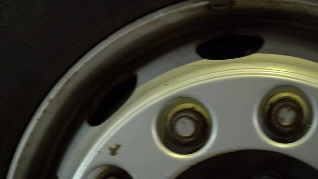 wheel with rusty bolts, car service concept. hd