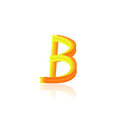 3d illustration blender text alphabet B on white background with reflection shadow