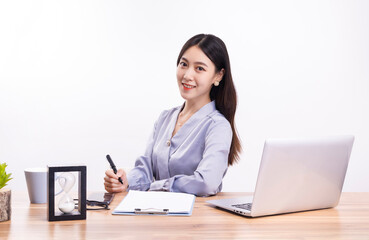 Business women who sit at their desks