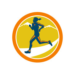 Female Triathlete Runner Running Retro