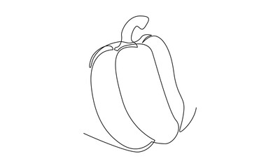 continuous line of healthy organic paprika. Fresh bell pepper concept for fruit vegetable icon