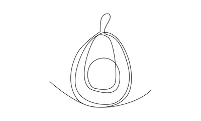 Continuous line of avocado. Vector illustration