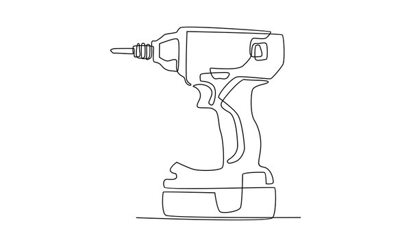 continuous line drawing of electric drill