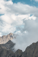 Vertical cloud landscape in the mountains