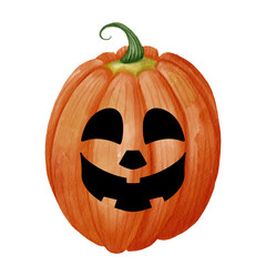 Halloween pumpkin. Watercolor isolated illustration.