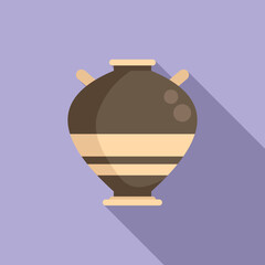 Ceramic amphora icon flat vector. Ancient jug. Shape pot
