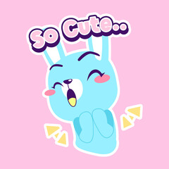 cute little bunny drawing cartoon, rabbit sticker