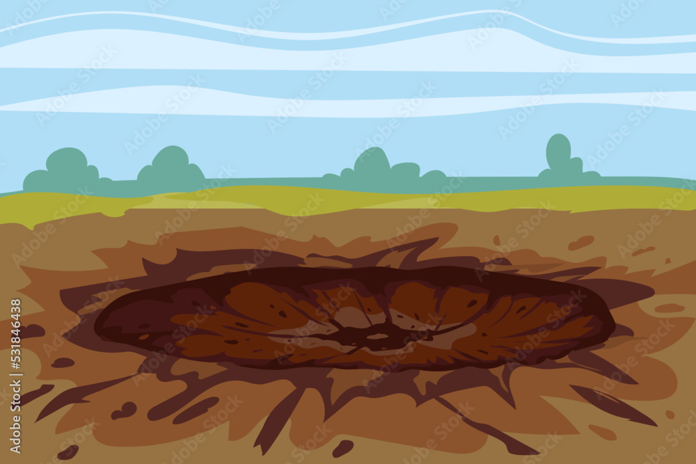 Canvas Prints crater is a trace from the explosion on the ground of a shell, mine, meteor