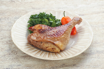 Roasted duck leg with orange sauce