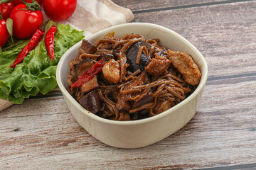 Udon soba with pork and vegetables