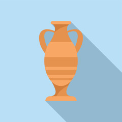 Water amphora icon flat vector. Vase pot. Old pottery