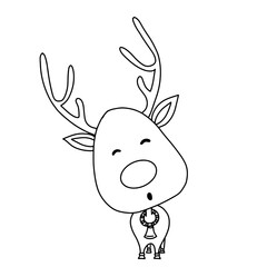 Reindeer drawing line art character for merry christmas element.