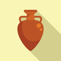 History amphora icon flat vector. Greek pot. Classic art