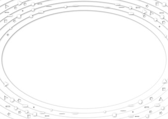 White geometric frame papercut background, oval abstract mixed 3d design pattern tiles, origami style illustration