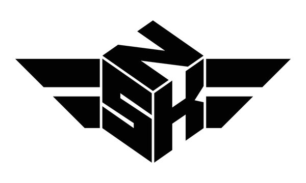 NSK three letter gaming logo in polygon cube shape logo design vector template. wordmark logo | emblem logo | monogram logo | initial letter logo | sports logo | minimalist logo | typography logo |