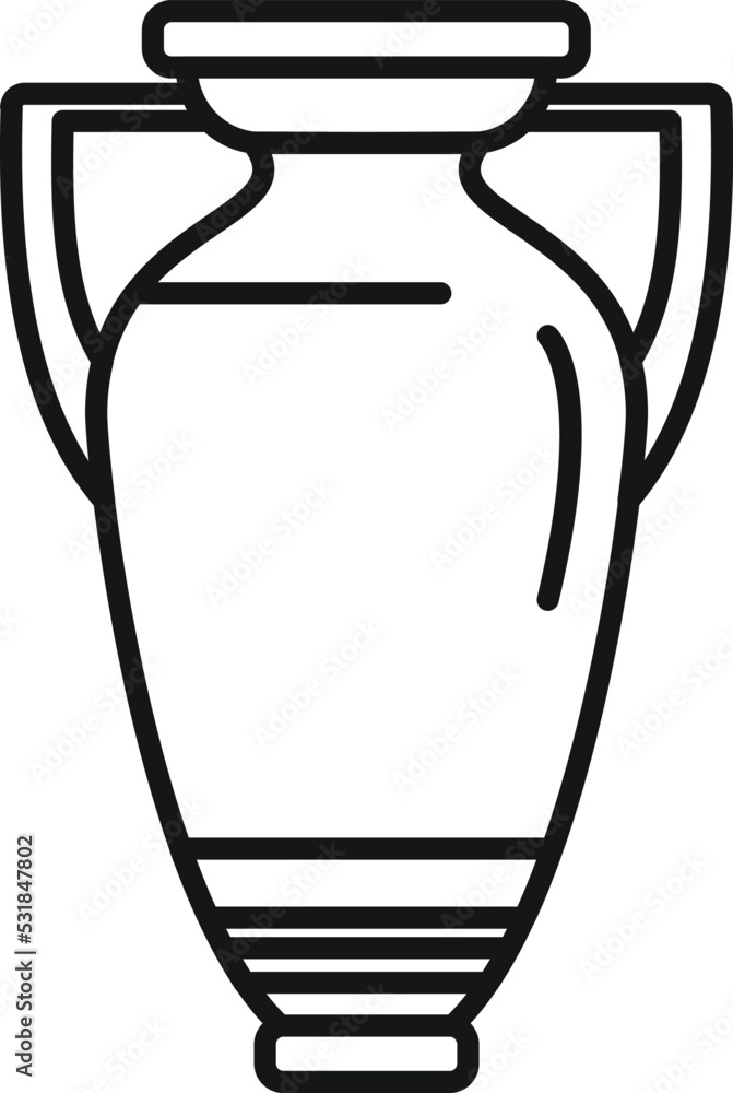 Wall mural clay amphora icon outline vector. greek pot. old pottery