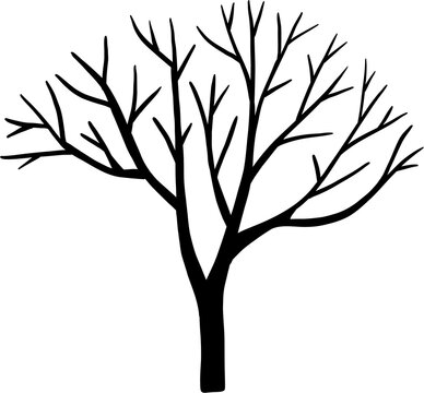 simplicity halloween dead tree freehand drawing silhouette flat design.	