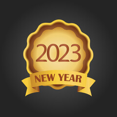 2023 happy new year golden symbol
